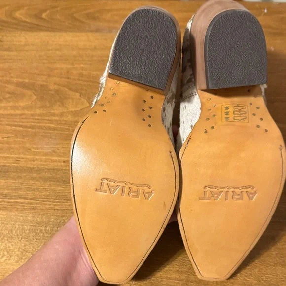 Ariat White Hair-On Cowhide Ankle Boots with Gold Speckles - Picture 4 of 4